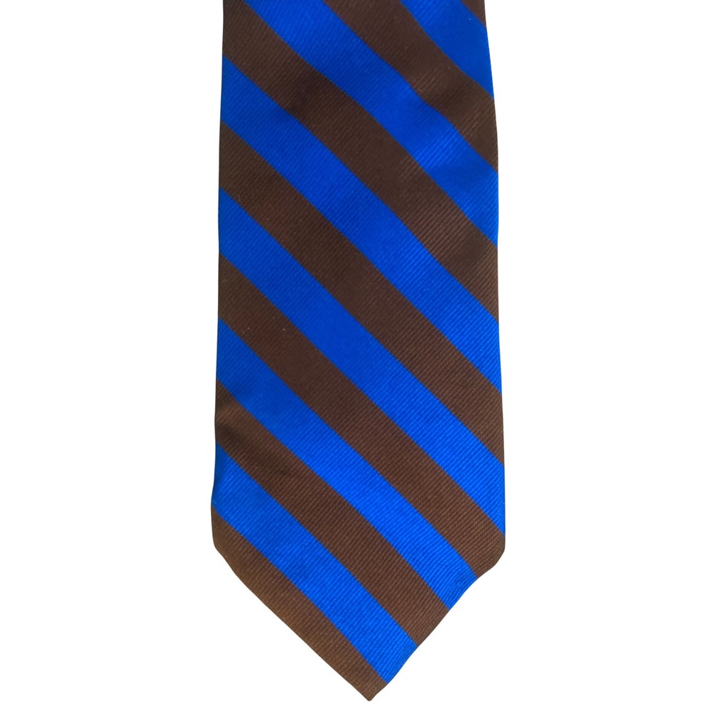 VTG Boston Traders Limited Edition Silk Tie Mens Brown Blue Striped Repp 57x3.5